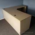 Blonde L Suite Desk with Pedestal Storage